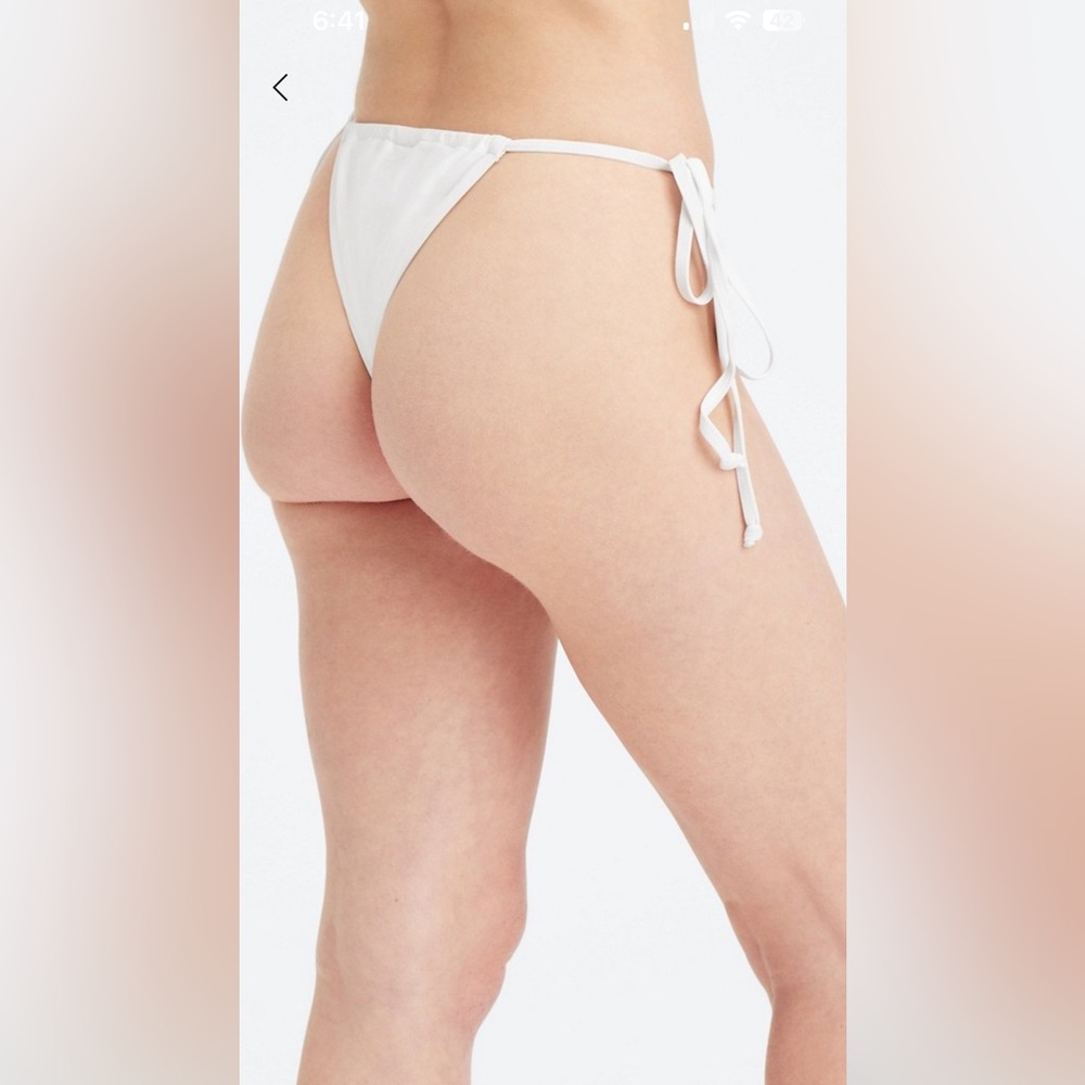 Fabletics white high leg string bikini bottom